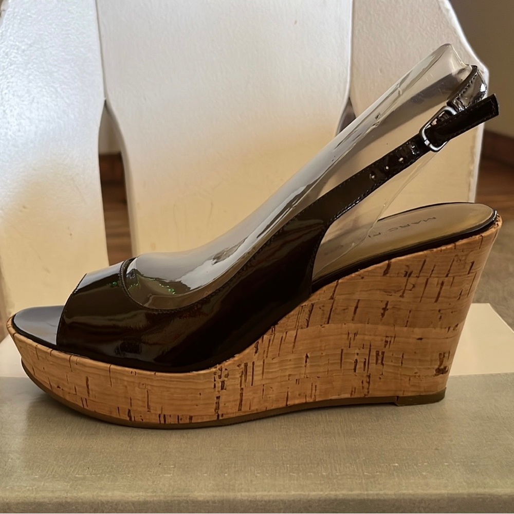 Marc Fisher Patten Leather Cork Wedge Heals